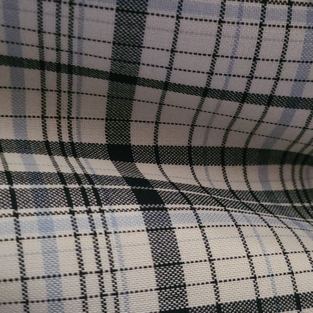 LEWIT WHITE & BLUE CHECK PLAID VIRGIN WOOL RAW EDGE PEPLUM JACKET Sz S - Picture 6 of 8